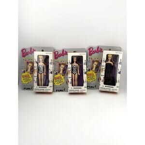 Barbie 1995 Basic Fun Keychain Set of 3-Blonde, Brunett and Black Formal NIB 4"